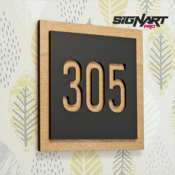 2 Layer Wood and Acrylic Square Number Sign