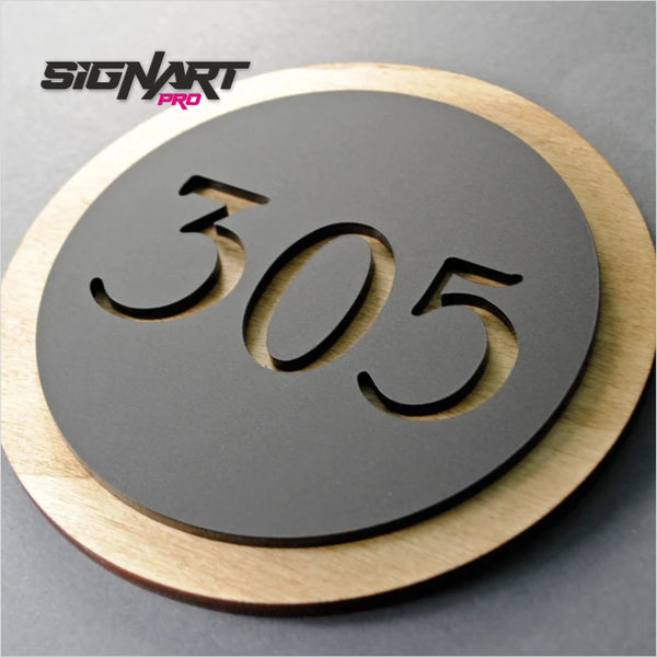 2 Layer Wood and Acrylic Round Number Sign