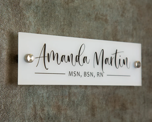 White Acrylic Desk Name Plates