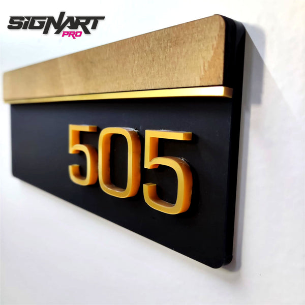 3 Layer Gold Acrylic Number Sign