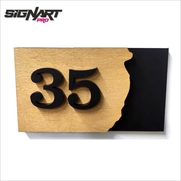 3 Layer Wood and Acrylic Door Number Sign