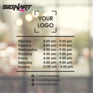 Opening Hours Window Decals