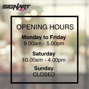 Square Opening Hours Window Decals