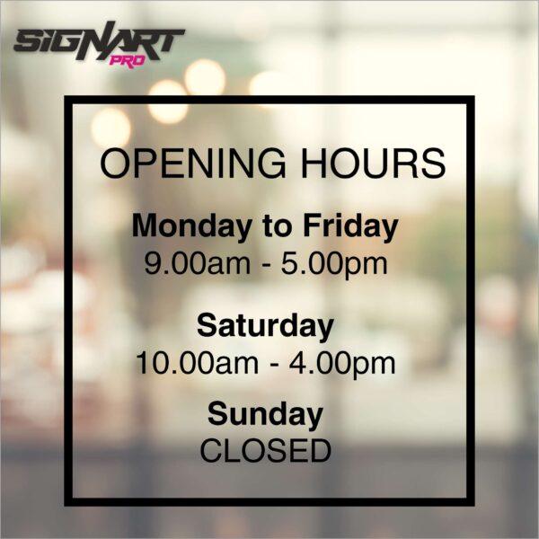 Square Opening Hours Window Decals
