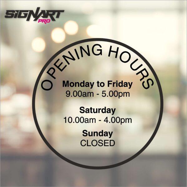 Round Opening Hours Window Decals